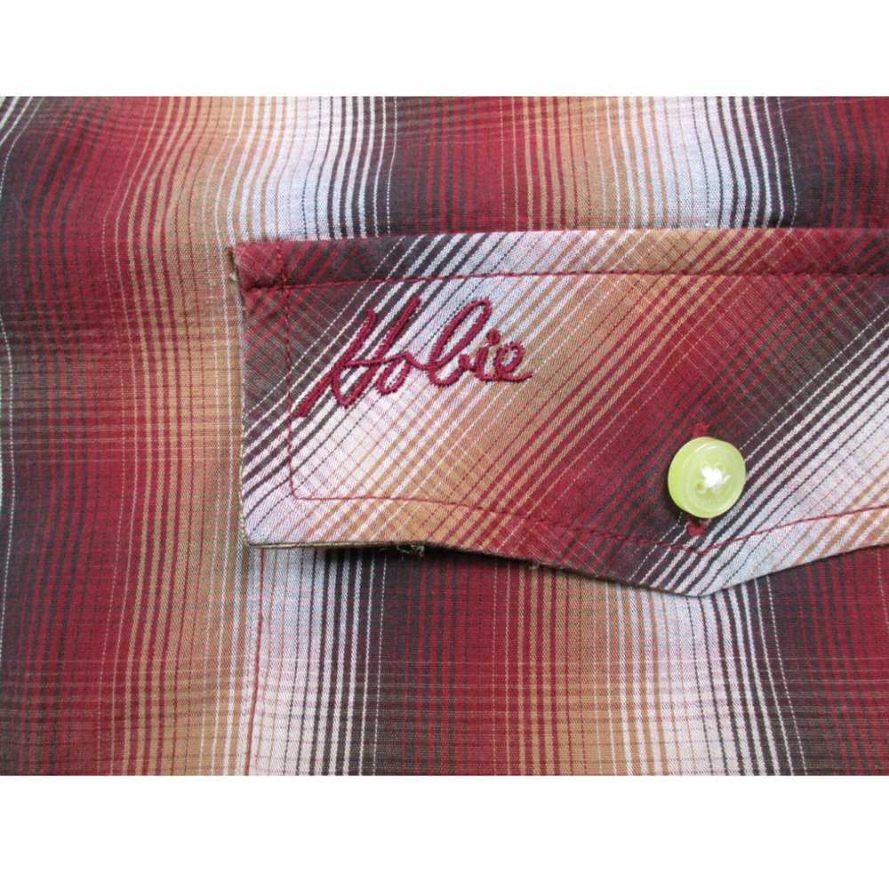 Vintage Hobie Shirts Mens Medium Red Plaid Wester… - image 2