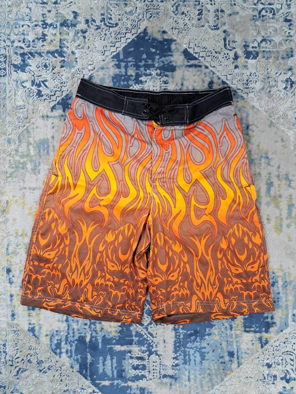 Rare × Streetwear × Swag Fullprint Flame Fire Sho… - image 1