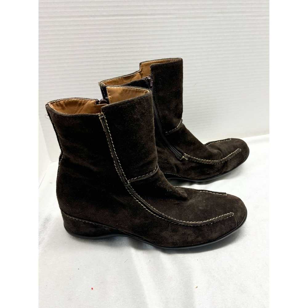 Vintage BERNIE MEV Brown Suede Platform Wedge Boo… - image 3