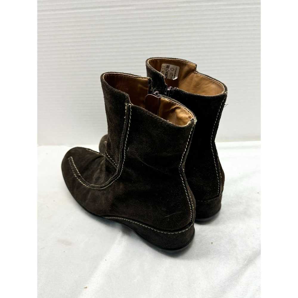 Vintage BERNIE MEV Brown Suede Platform Wedge Boo… - image 7