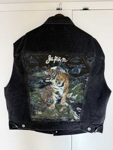 Doublet Doublet Black Denim Silk 3D Tiger Vest