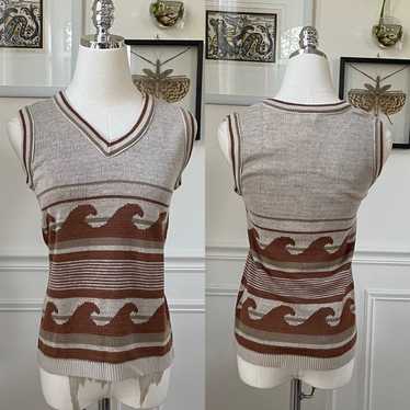 Vintage Vintage 70s Campus Casuals Brown Wave Swe… - image 1