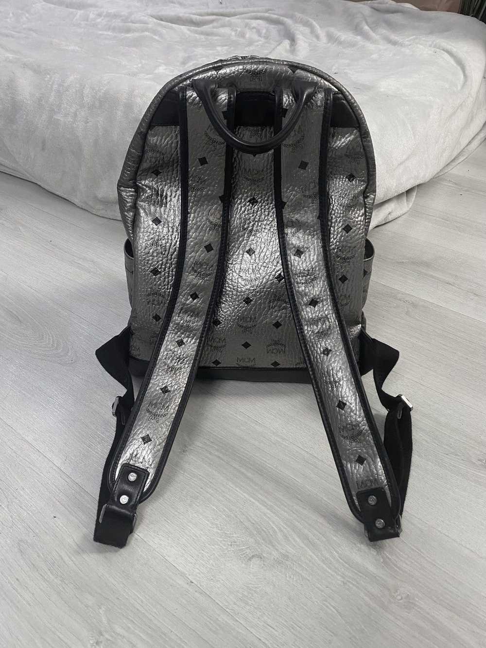 MCM MCM Metallic Silver Studded Stark Backpack - image 4