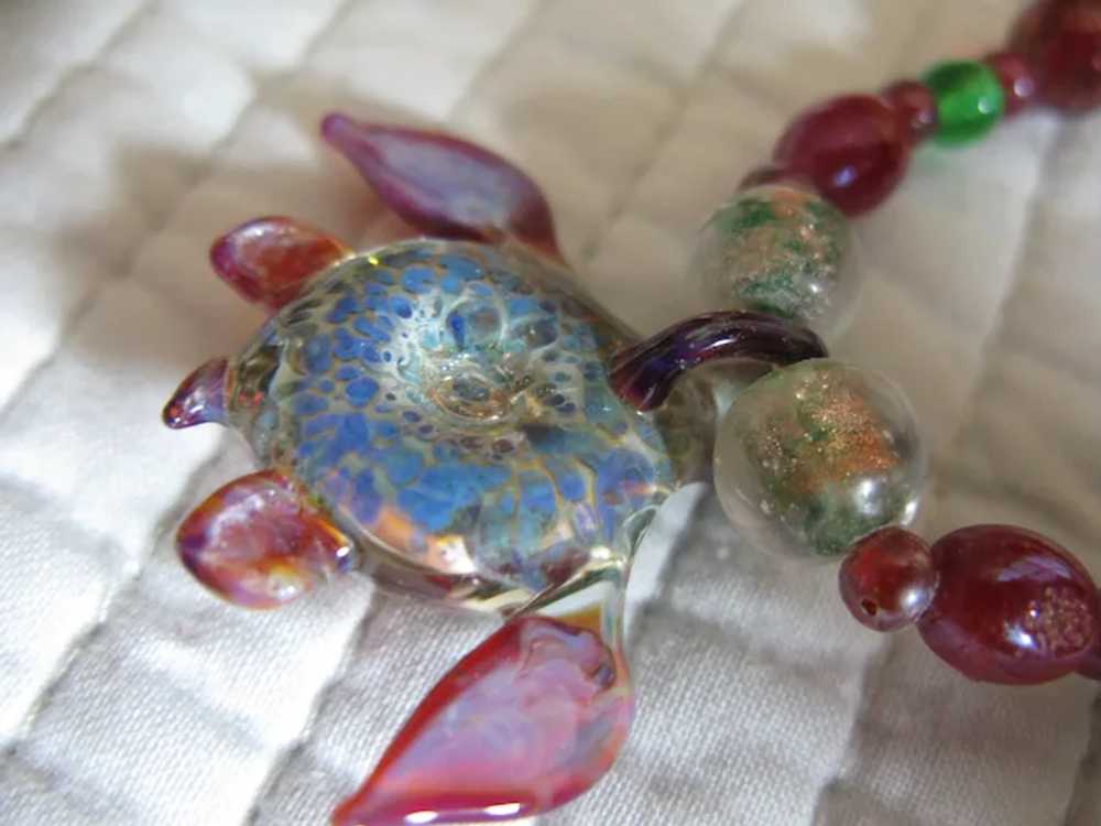 Murano Glass Turtle Artisan Bead Necklace 18 Inch… - image 3