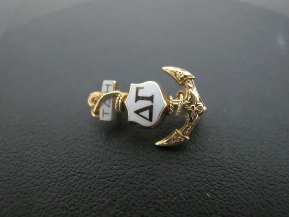 Vintage 10k Gold Enamel DELTA GAMMA Anchor & Shie… - image 4