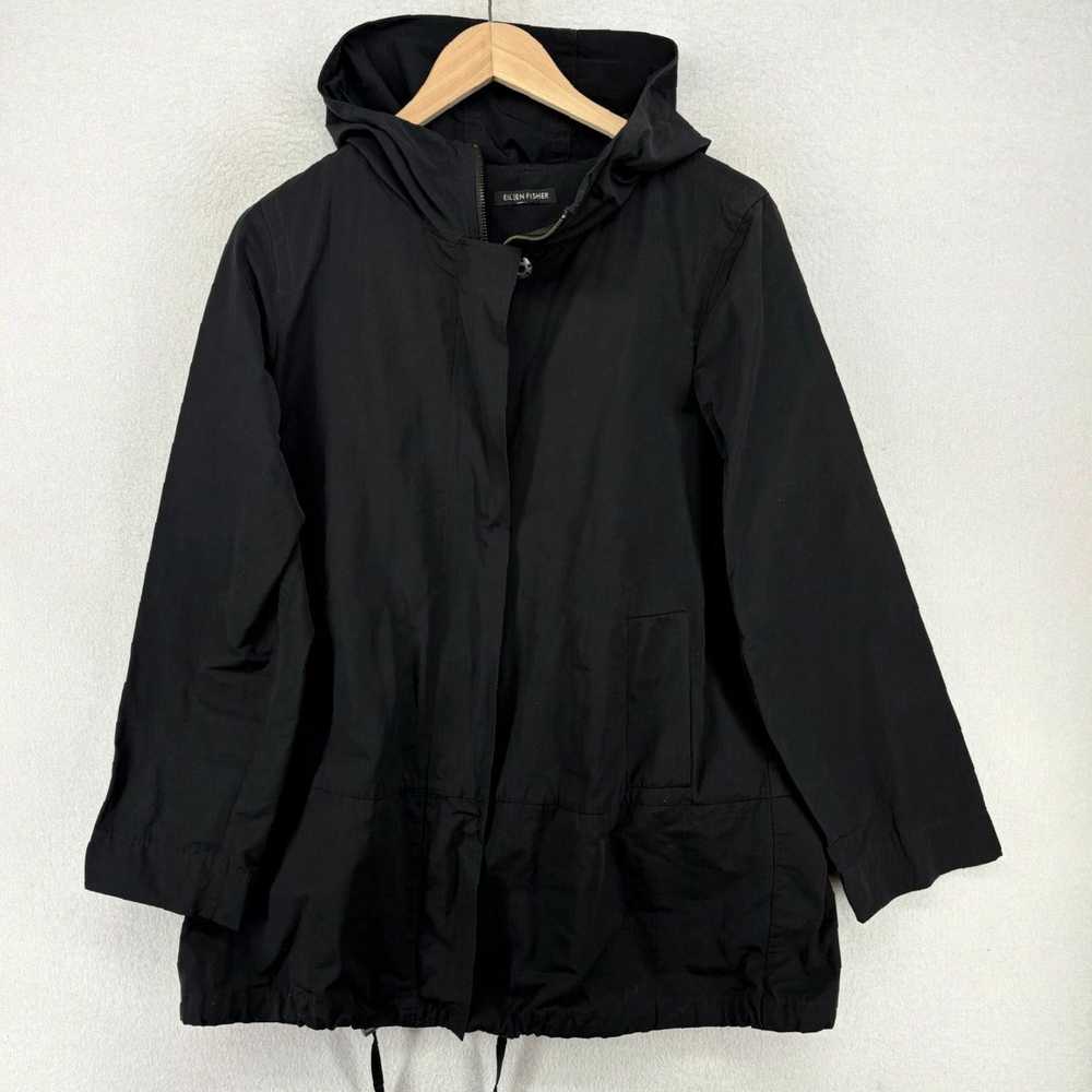 Eileen Fisher Hooded Black Nylon Windbreaker Jack… - image 3