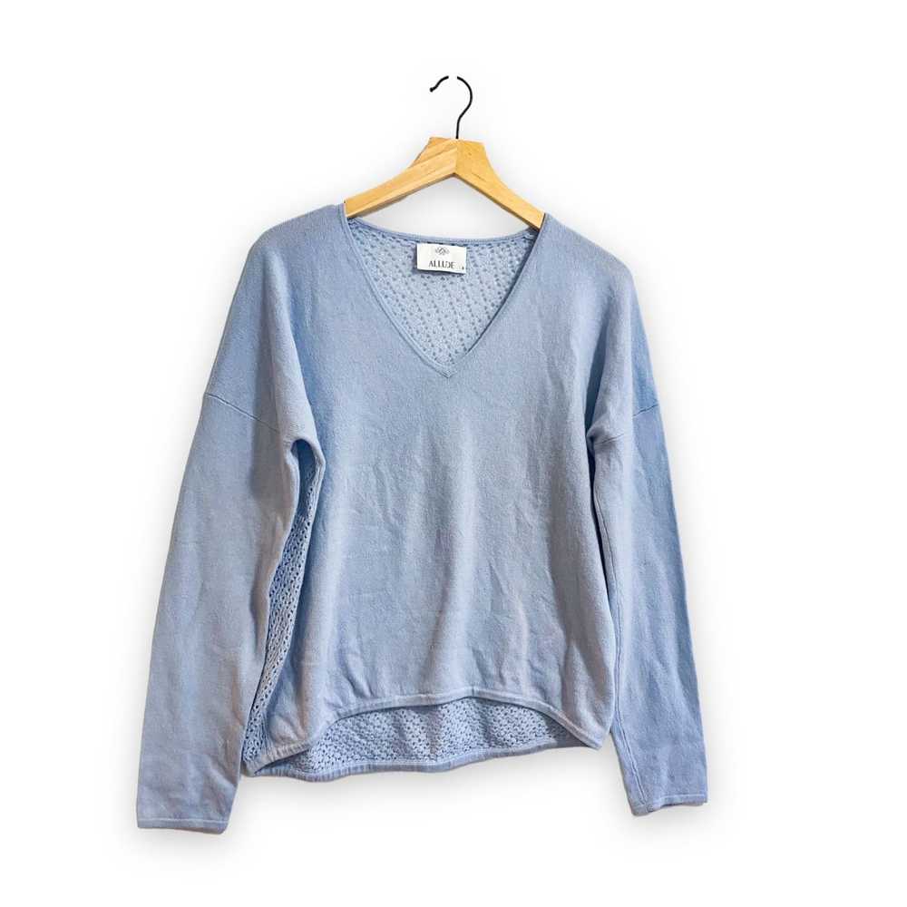 Allude Allude Cashmere Blue V Neck Sweater with O… - image 1