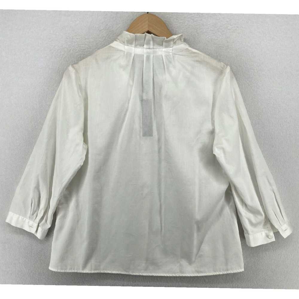 Talbots Crisp White Cotton Sateen Blouse with Ruf… - image 3