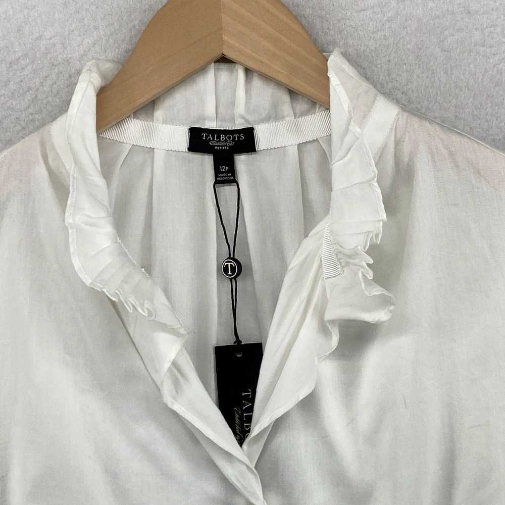 Talbots Crisp White Cotton Sateen Blouse with Ruf… - image 4