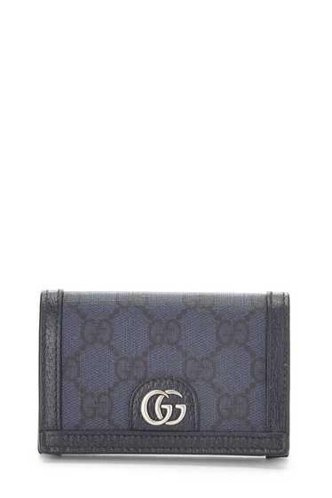 Navy Supreme GG Canvas Card Holder