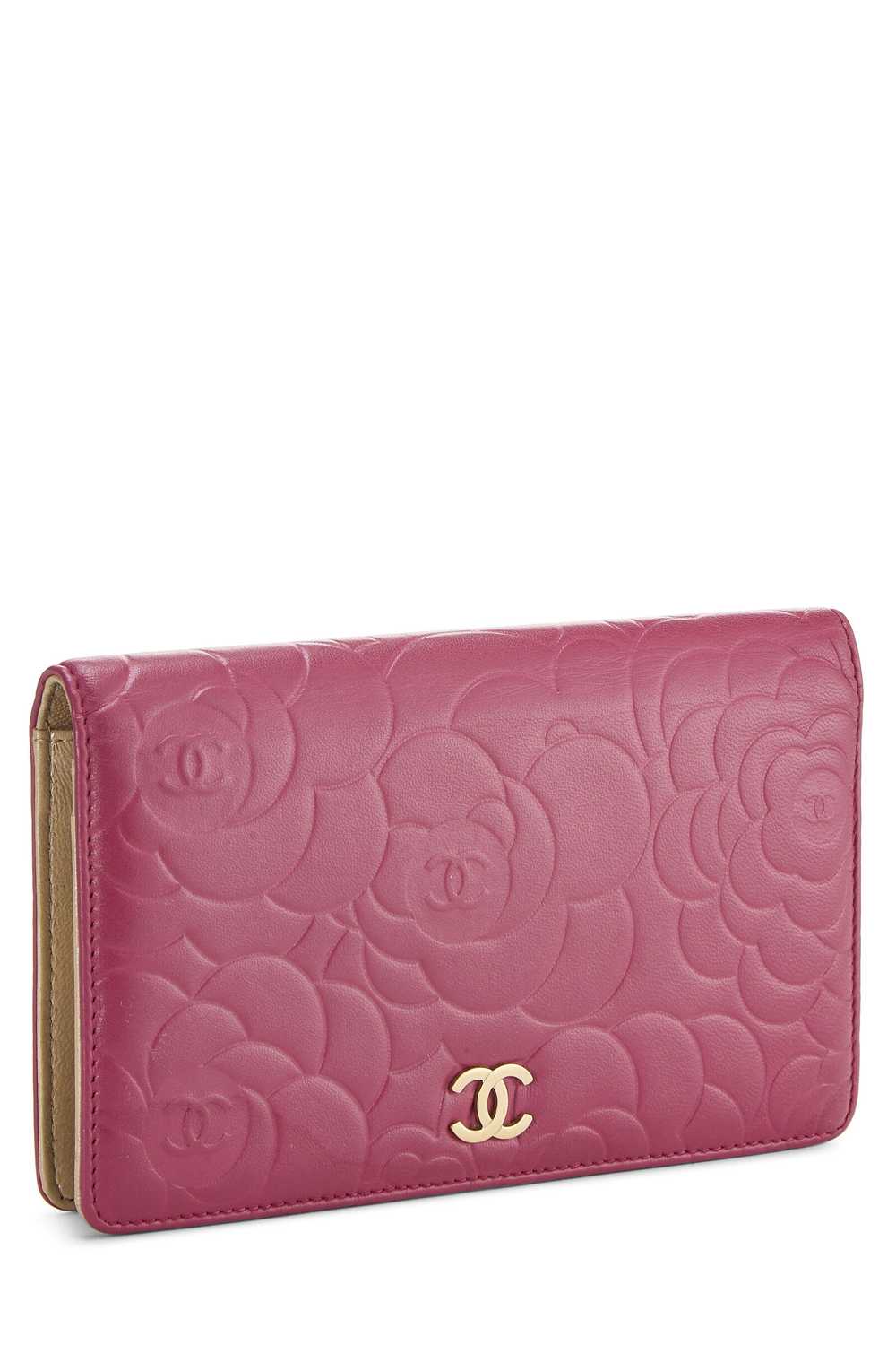 Pink Embossed Leather Camellia Wallet - image 2