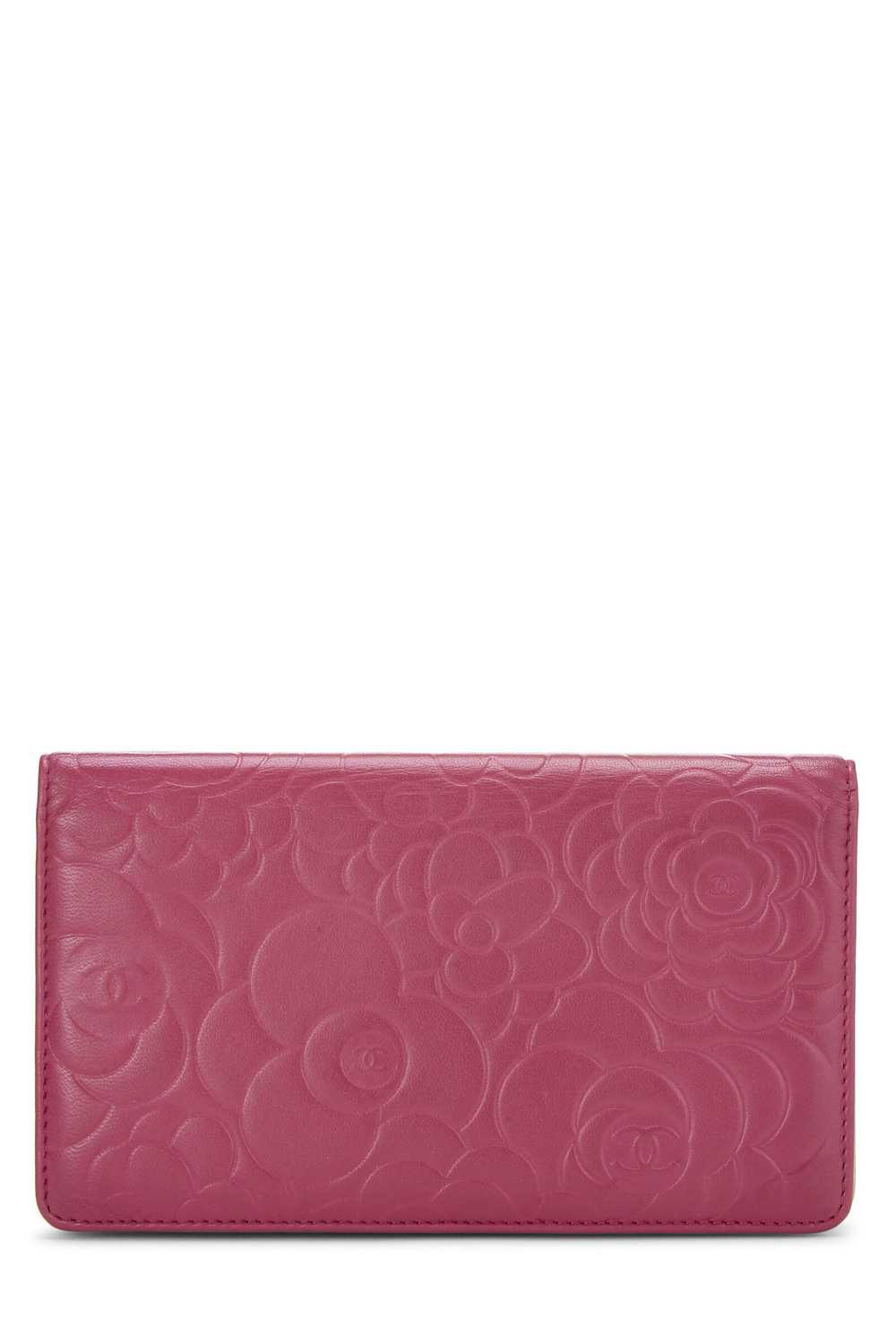 Pink Embossed Leather Camellia Wallet - image 3