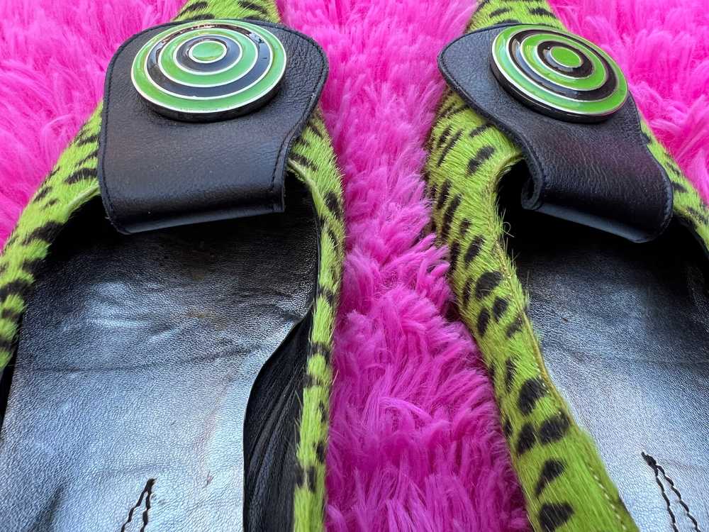 green funky furry kitten heels - image 4