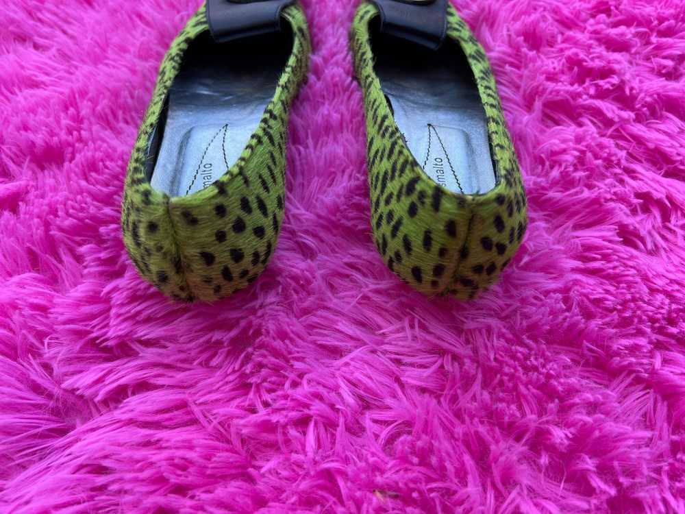 green funky furry kitten heels - image 5