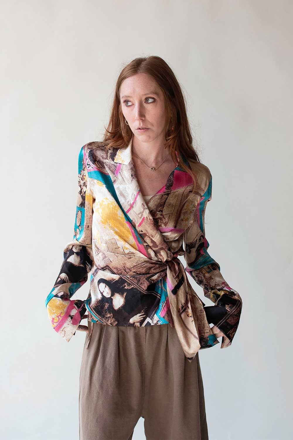 Mona Lisa Print Silk Blouse | Iceberg - image 1