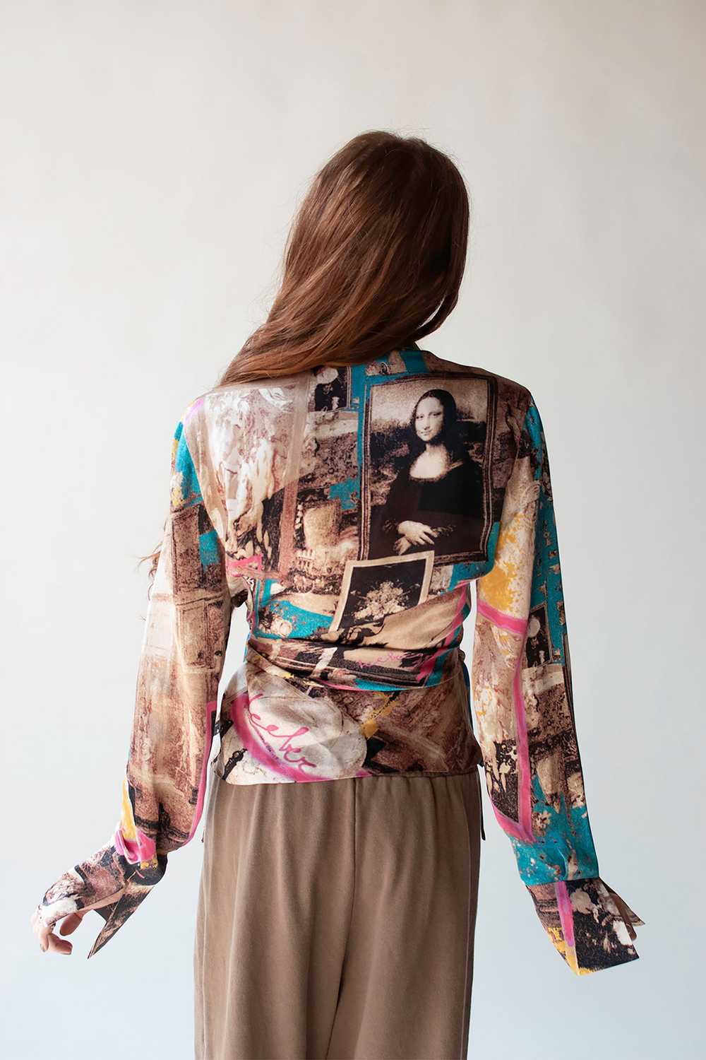 Mona Lisa Print Silk Blouse | Iceberg - image 4