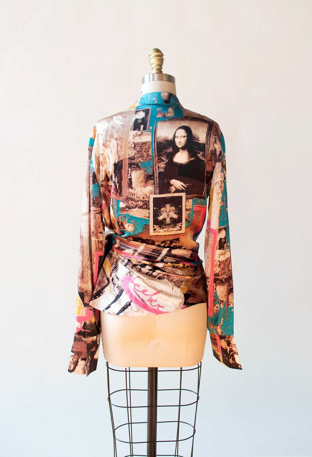 Mona Lisa Print Silk Blouse | Iceberg - image 9