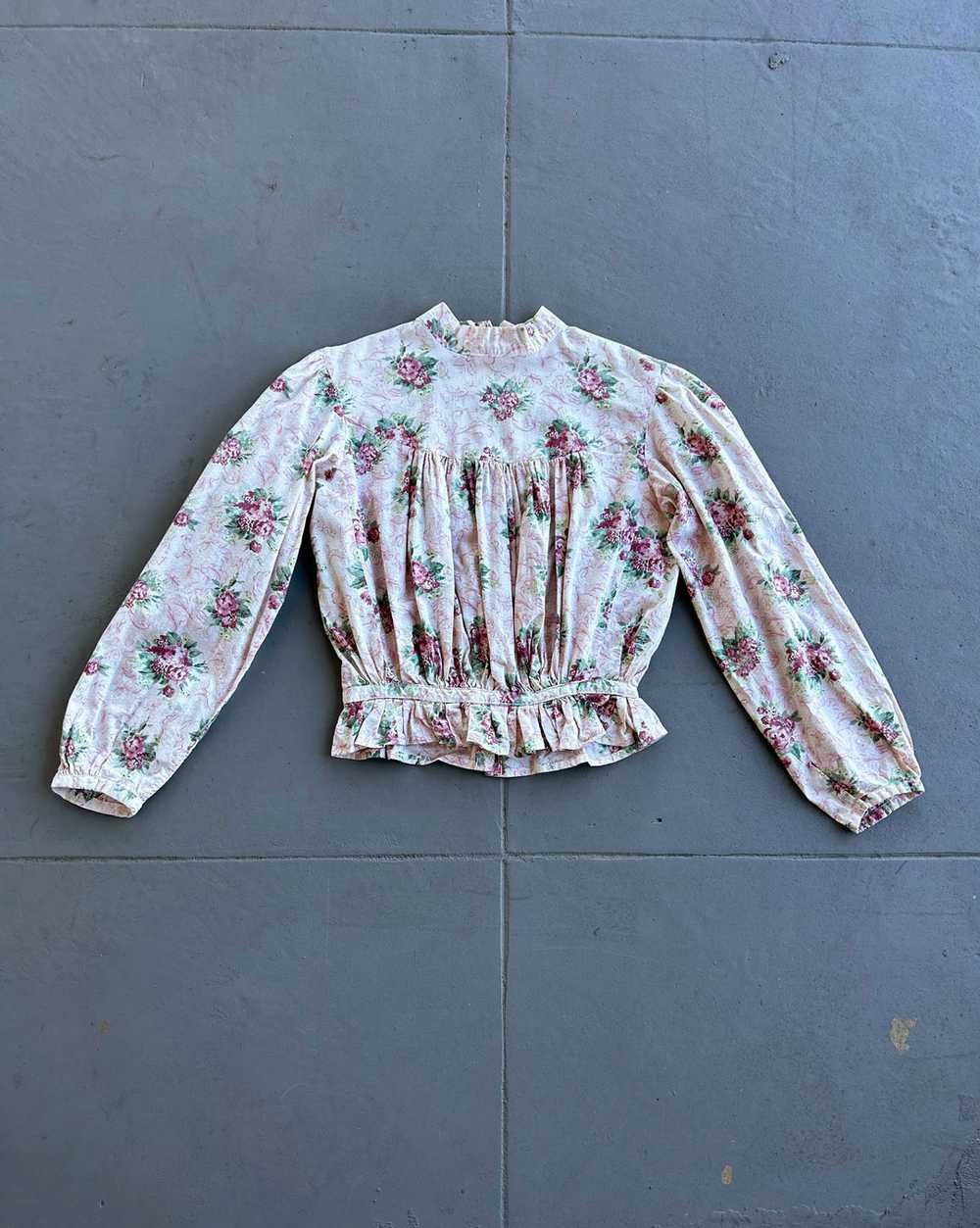 Vintage reproduction antique blouse . floral cali… - image 1