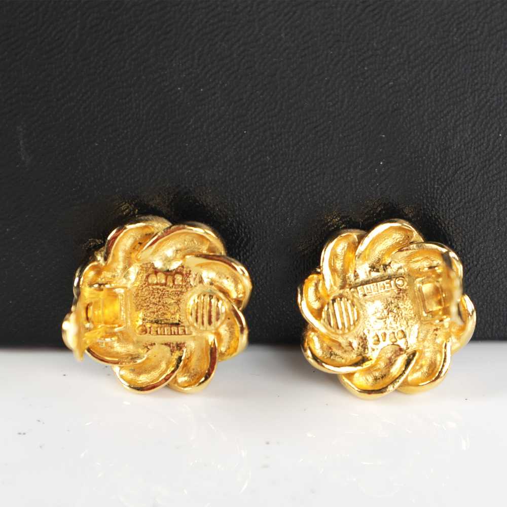 Vtg 90s CHANEL Pearl Rope Frame Clip On Earrings - image 3