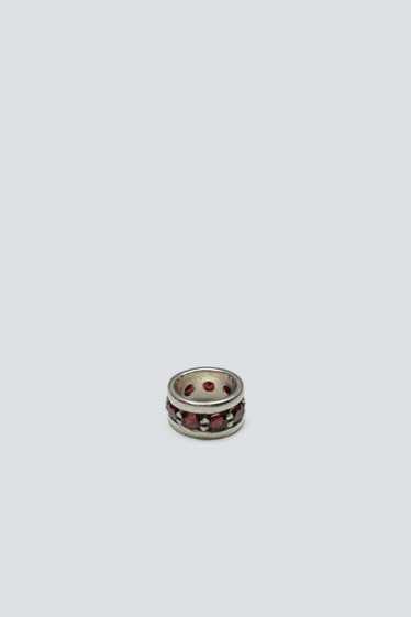 Sterling Silver Garnet Banded Ring