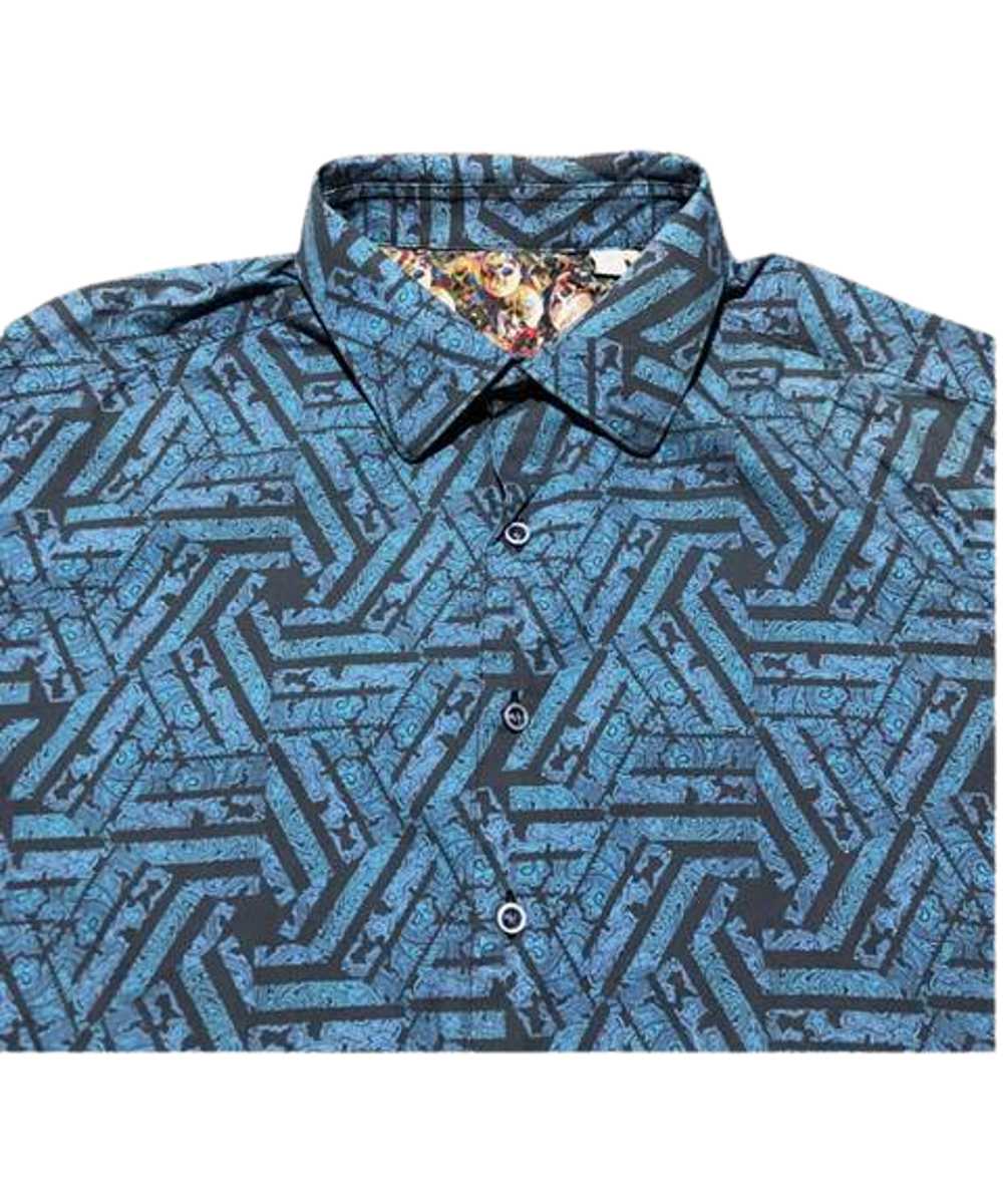 Robert Graham Blue Black Geometric  Size XL - image 1