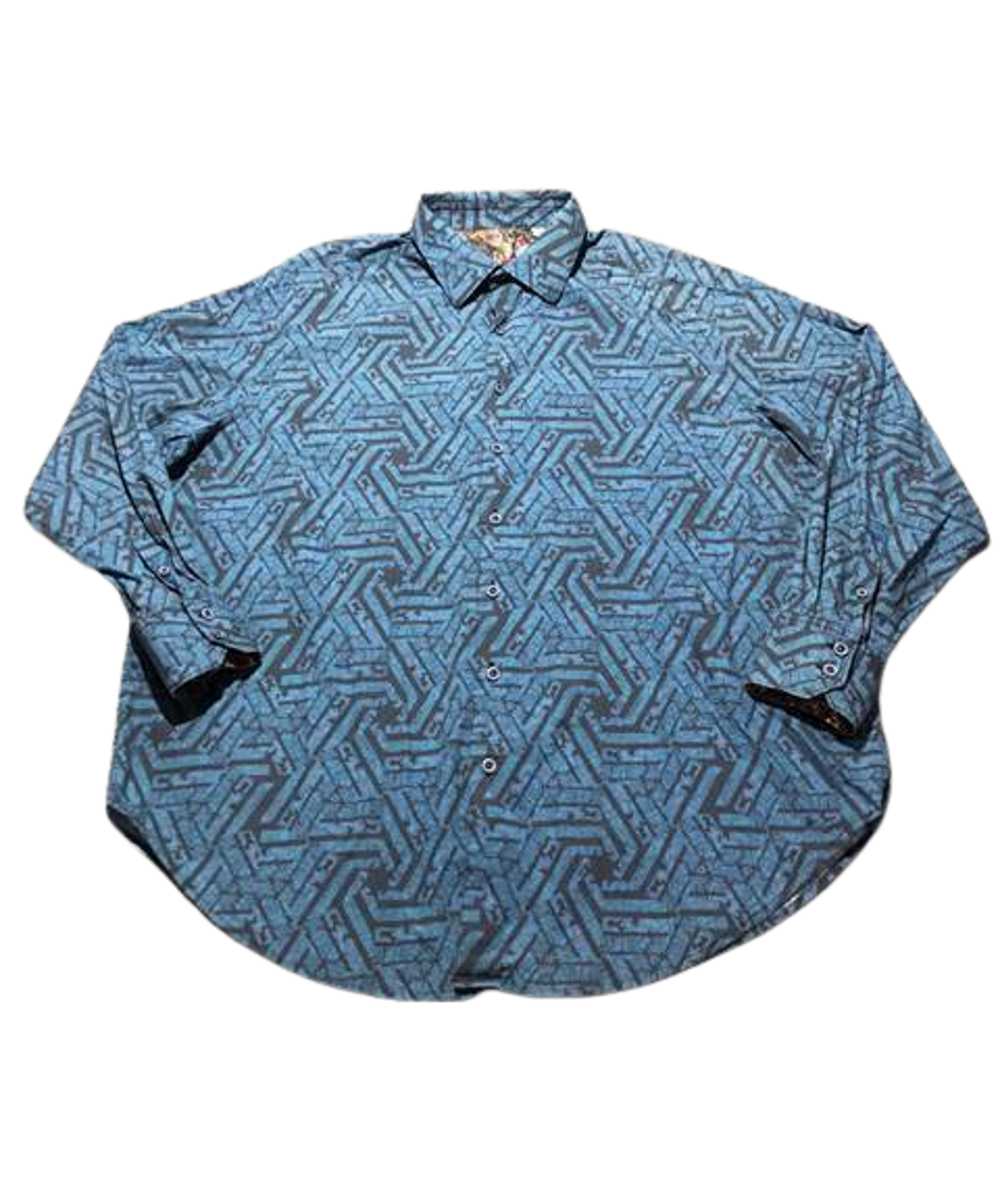 Robert Graham Blue Black Geometric  Size XL - image 2