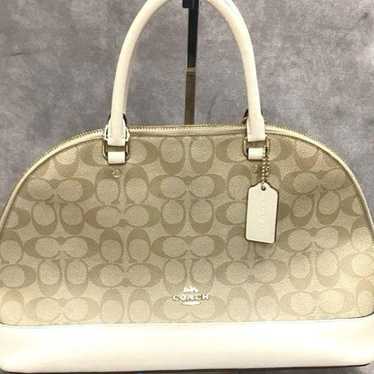 Coach Signature Beige Coated Canvas/Leather Satche