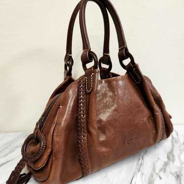 genten tote bag, shoulder strap, handbag, brown - image 1