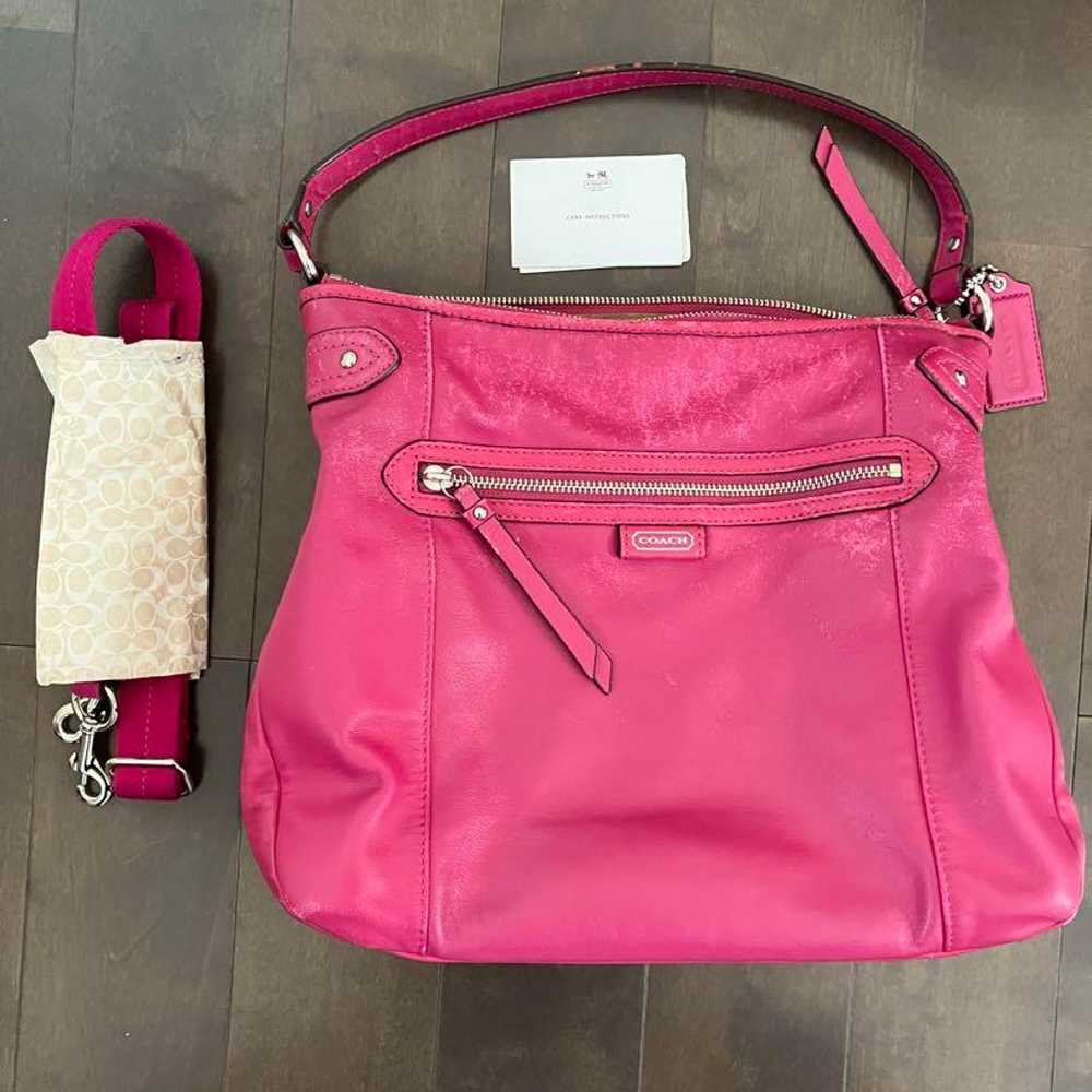 COACH Shoulder Bag Pink Genuine Leather - image 1