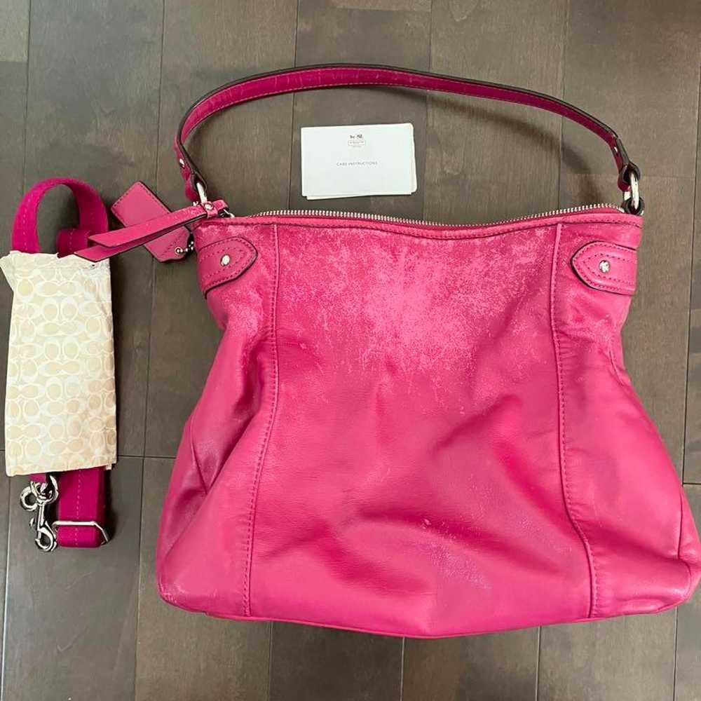 COACH Shoulder Bag Pink Genuine Leather - image 2