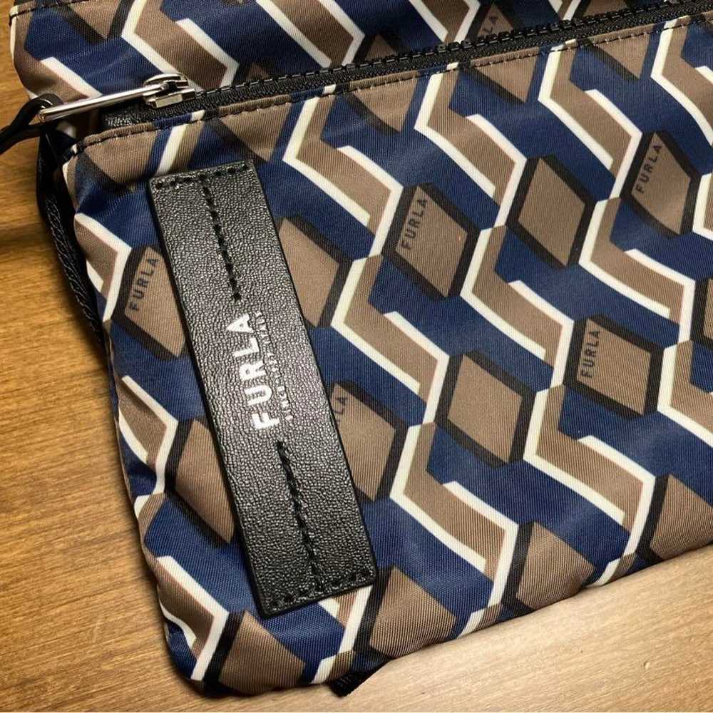 FURLA Shoulder Bag Sacoche Geometric Pattern Navy… - image 2