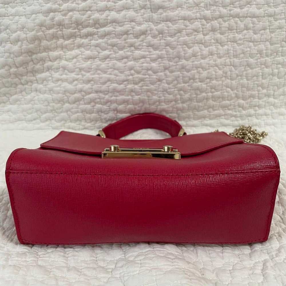 【Excellent condition】FURLA Red Pink Leather Shoul… - image 10