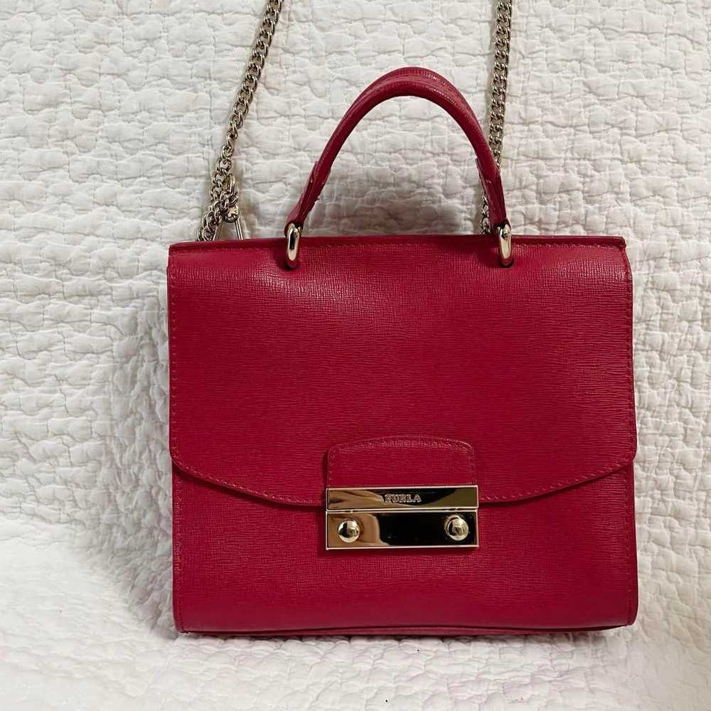 【Excellent condition】FURLA Red Pink Leather Shoul… - image 2