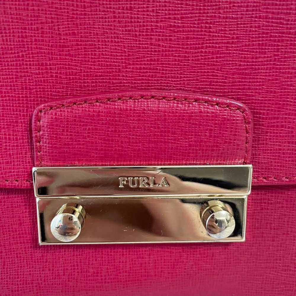 【Excellent condition】FURLA Red Pink Leather Shoul… - image 3