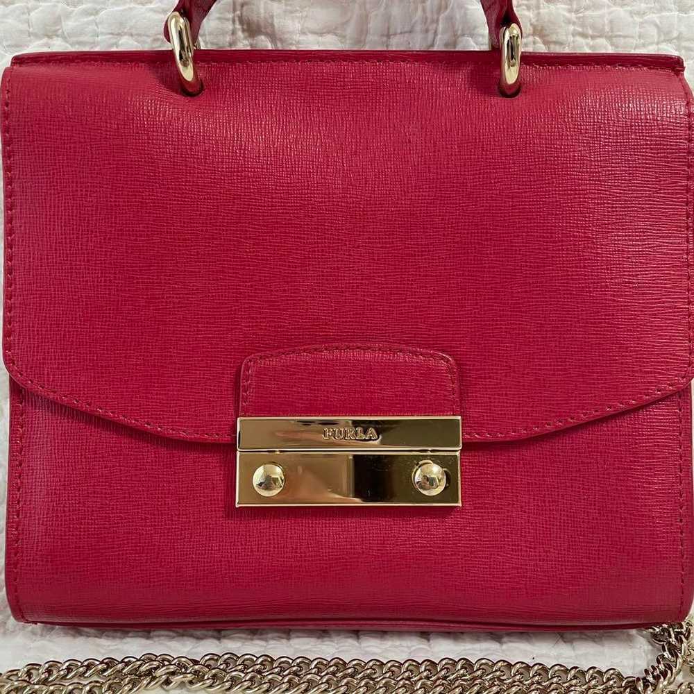 【Excellent condition】FURLA Red Pink Leather Shoul… - image 4