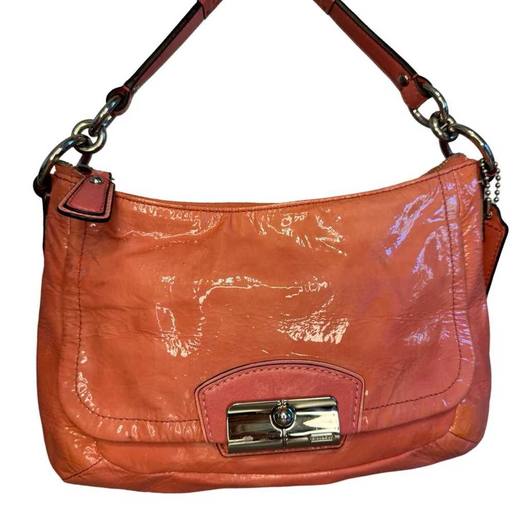 Coach Kristen Patent Leather Peach Pink Shoulder … - image 1