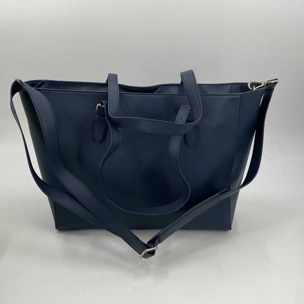 NWOT Doshi navy vegan leather work briefcase tote… - image 3