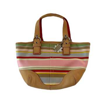 COACH HAMPTON on sale MULTICOLOR STRIPED VACHETTA TOTE LEATHER BAG