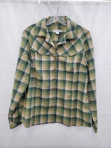 Pendleton WM's Wool Green Plaid Flannel Shirt Size