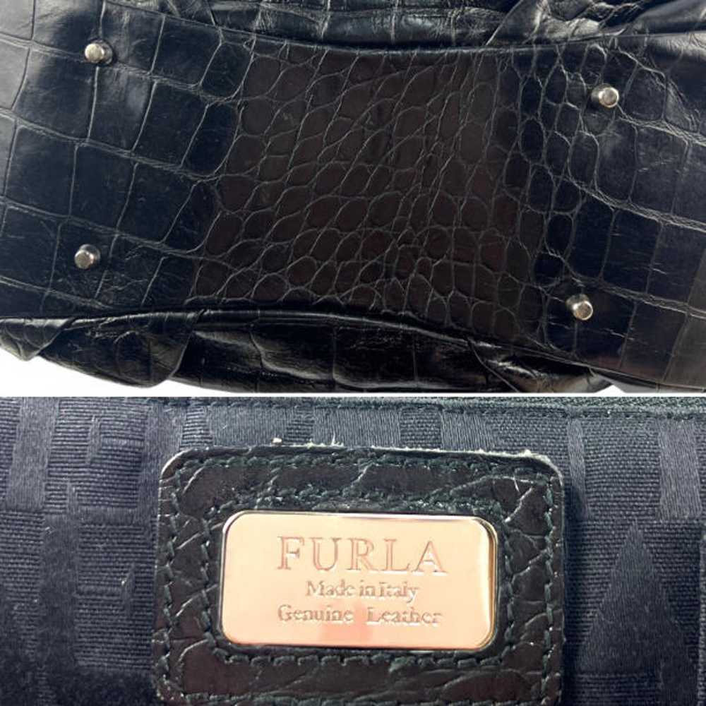 ◆FULRA Furla embossed leather tote bag handbag bl… - image 6