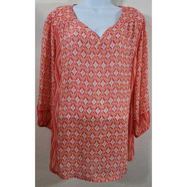 Other Dressbarn Orange White V Neck Top 2X Plus L… - image 1