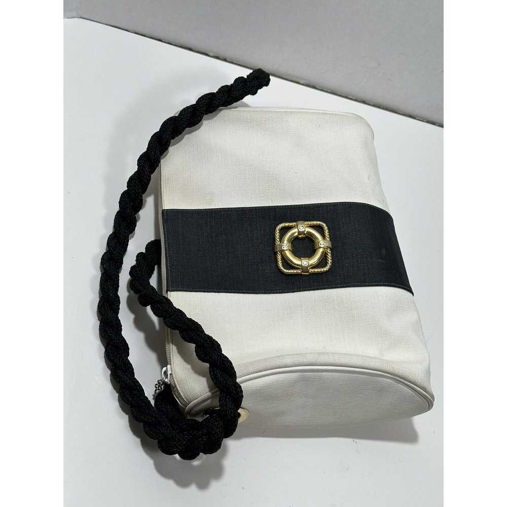 RODO Italy Leather Shoulder Bag Golden Logo White… - image 10