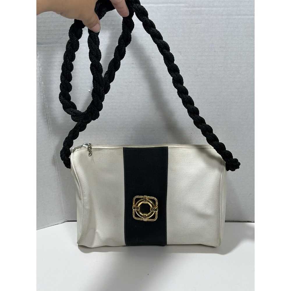 RODO Italy Leather Shoulder Bag Golden Logo White… - image 11