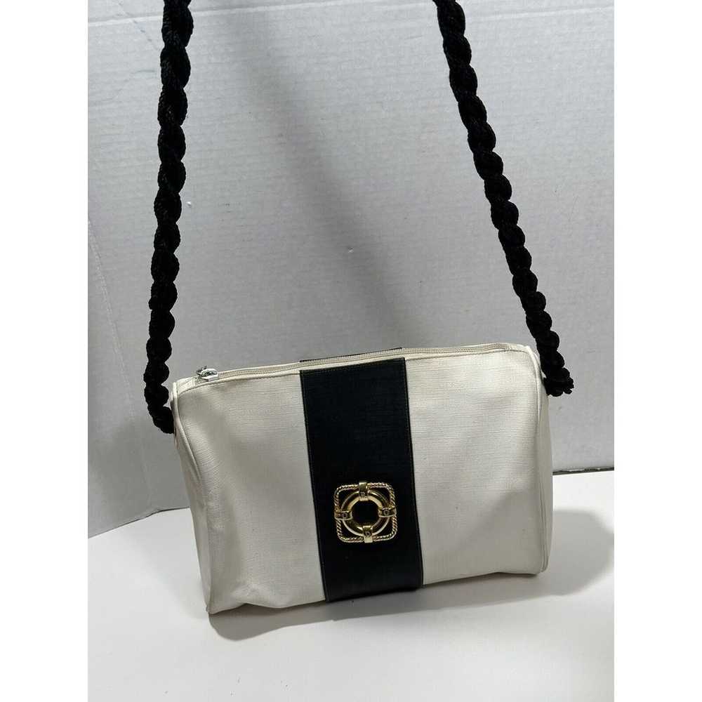 RODO Italy Leather Shoulder Bag Golden Logo White… - image 1