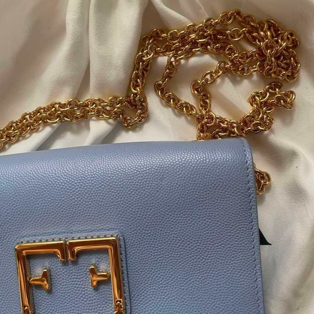 FURLA light blue leather shoulder bag with gold c… - image 3