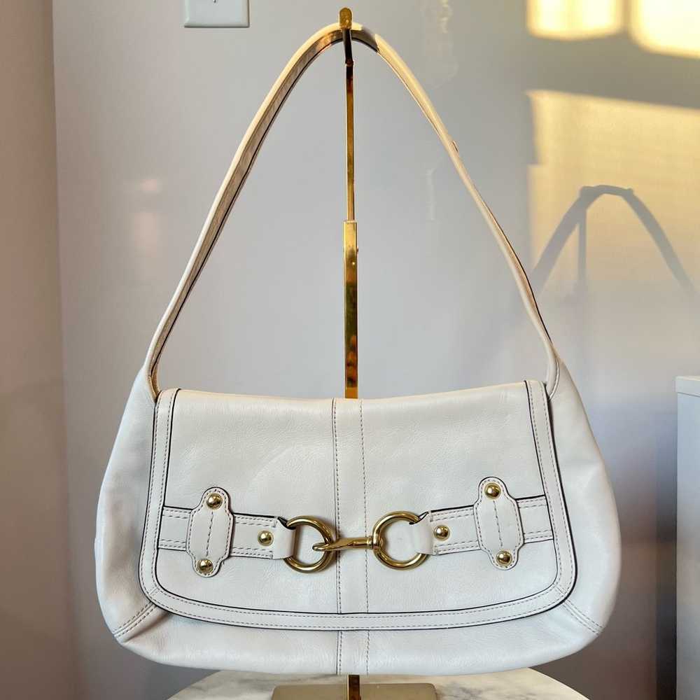 Vintage Coach Ergo 11263 Cream Leather Hobo Shoul… - image 2