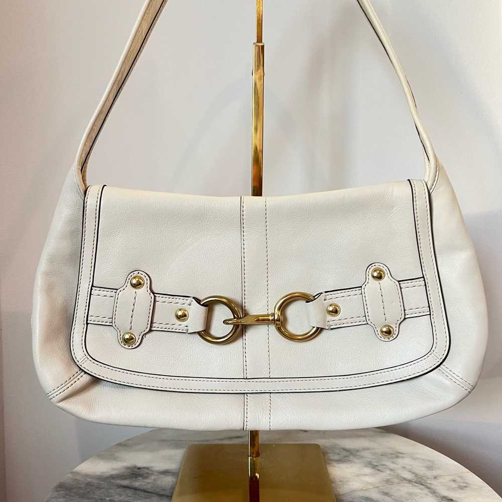 Vintage Coach Ergo 11263 Cream Leather Hobo Shoul… - image 8