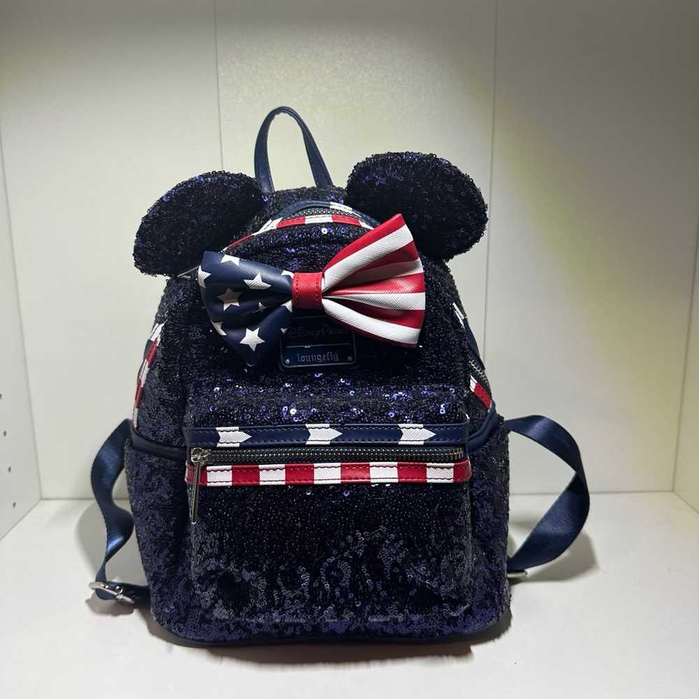 Red, white, and blue Sequin Loungefly Disney Back… - image 1