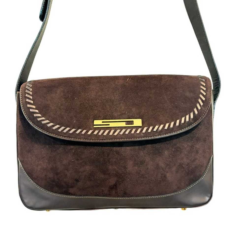 St. John Vintage Brown Suede Shoulder Bag - image 1