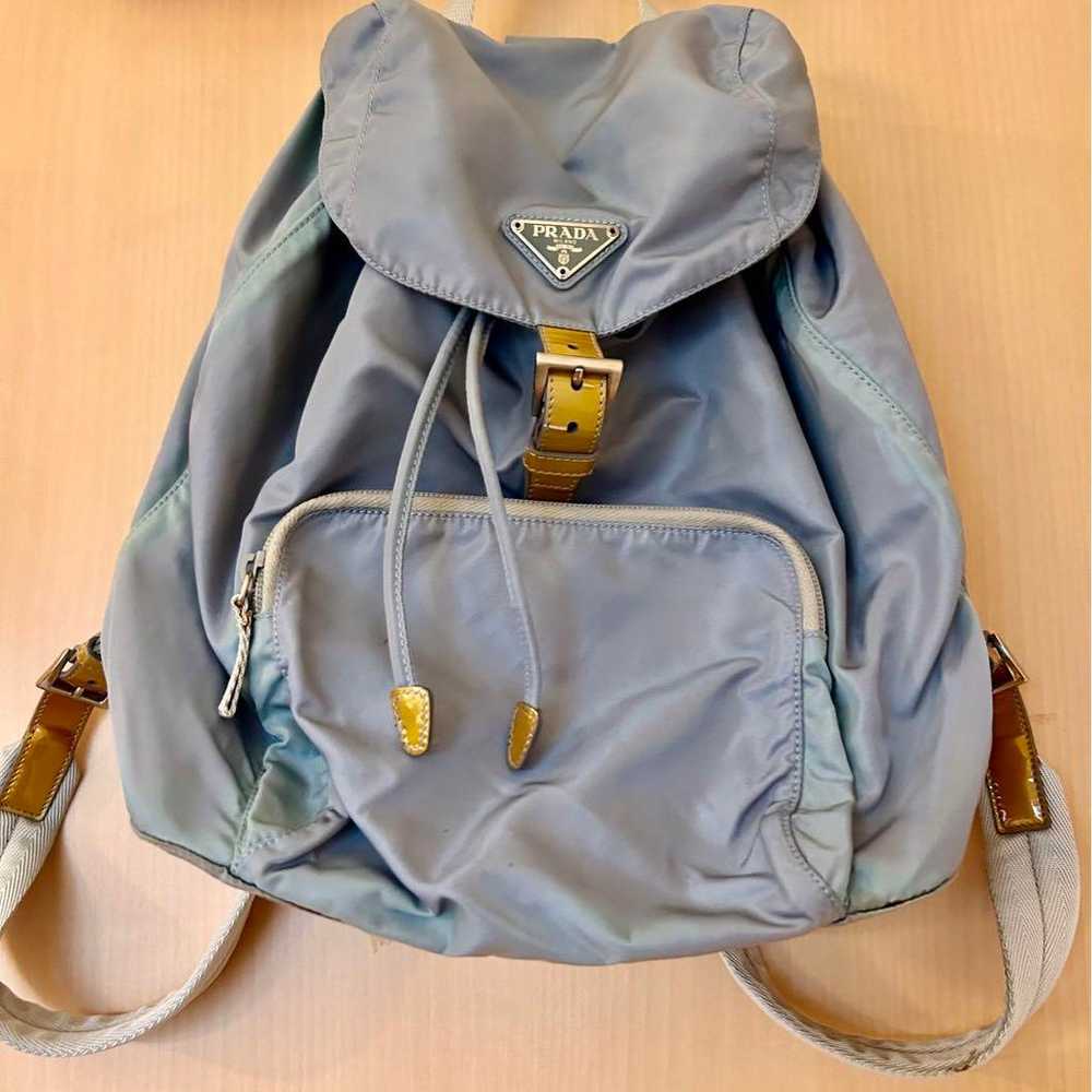 PRADA Light Blue Nylon Backpack - image 1